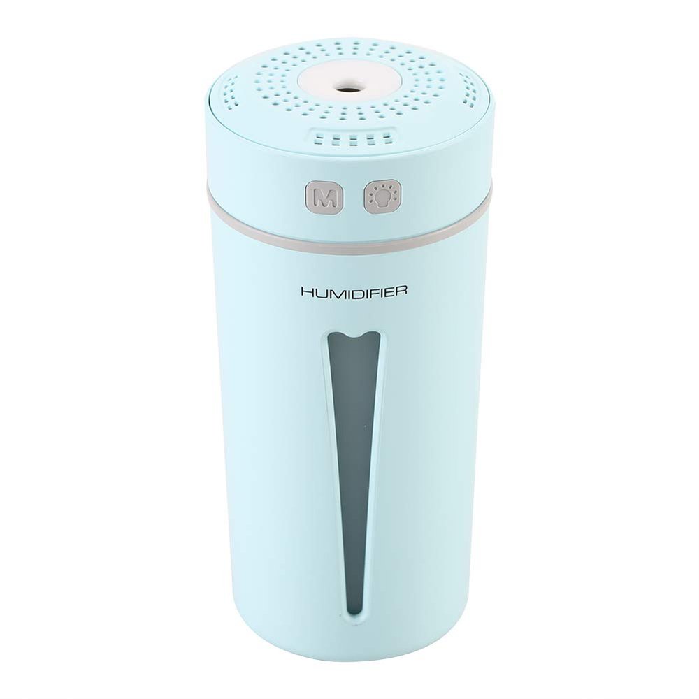 2 Gears Adjustment, LED Night Light, Cup Shaped Air Humidifier with Colorful Light, Suitable for Car, Office, Bedroom, Refreshing Air (Blue)