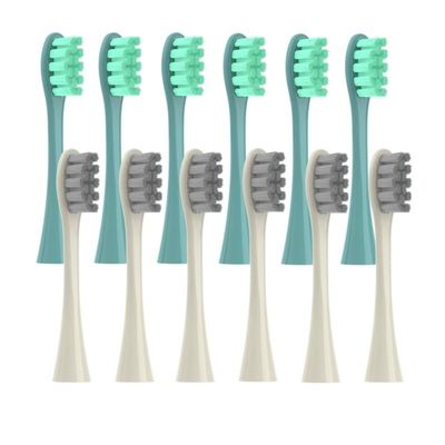 XvuaTeIw 12PCS Vacuum Sealed Packed Replacement Brush Heads Compatible with Oclean X PRO/ Z1/ F1/ One/Air 2 /SE Soft Deep Cleaning Nozzles(6Green6BeigeGray)