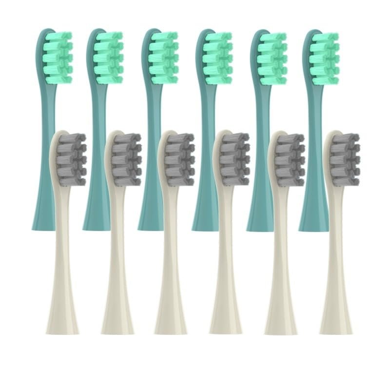 XvuaTeIw 12PCS Vacuum Sealed Packed Replacement Brush Heads Compatible with Oclean X PRO/ Z1/ F1/ One/Air 2 /SE Soft Deep Cleaning Nozzles(6Green6BeigeGray)