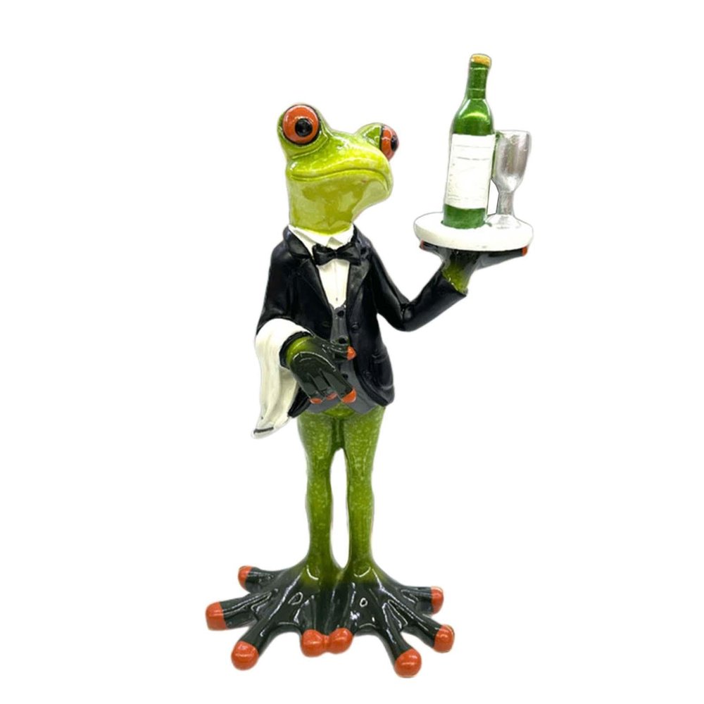 Bothyi Waiter Frog Statue Animal Sculpture Creative Decorative Figurine Tabletop Ornament for Fireplace Entrance Shelf Birthday Gift