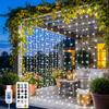 SINAMER Curtain Light for Bedroom, 200LED 6.6x6.6ft White Window Wall Hanging Fairy Curtain String Light, 8 Modes Remote Fairy String Lights Indoor for Wedding Party Home Garden Decorations view 1