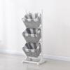 3-Tier Floor Stand with Water Hyacinth Storage Baskets,with Market Basket Storage Bins-Vertical Standing Rack for Living Room,Laundry, Bedroom, Bathroom,Office Organization(3 layers, White+Gray) view 1