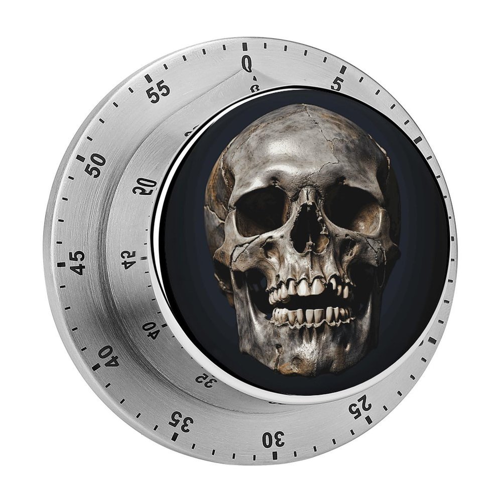 Kitchen Timers for Cooking Death Skull Printed Stainless Steel Timer Mechanical Kitchen Timer for Kitchen, Study, Sports