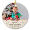Add Photo Baby's First Christmas Ceramic Ornament 2026, Personalized Picture Frame Baby's 1St Xmas Ornament Gifts for New Dad Mom Newborn, Custom Name & Photo Baby Xmas Ornament, Christmas Tree Decor view 1