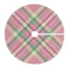 Blueangle 35.4 Inch Pink Green Plaid Christmas Tree Skirt Soft Polyester Skirt for Merry Christmas Party Christmas Tree Decoration view 1