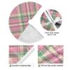 Blueangle 35.4 Inch Pink Green Plaid Christmas Tree Skirt Soft Polyester Skirt for Merry Christmas Party Christmas Tree Decoration view 2