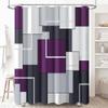 BTTN Stall Fabric Shower Curtain - 54 x 78 Inches Long Geometric Waterproof Cloth Shower Curtain Set with 10 Plastic Hooks, Narrow Hotel Modern Abstract Polyester Shower Curtains for Bathroom - Purple view 1