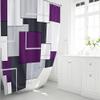 BTTN Stall Fabric Shower Curtain - 54 x 78 Inches Long Geometric Waterproof Cloth Shower Curtain Set with 10 Plastic Hooks, Narrow Hotel Modern Abstract Polyester Shower Curtains for Bathroom - Purple view 2