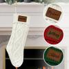 TEEAMORE Personalized Family Christmas Stockings Laser Engraved Leather Patch Xmas Stocking Hanging Knitted Christmas Stockings Set of 3 view 2