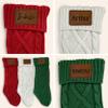 TEEAMORE Personalized Family Christmas Stockings Laser Engraved Leather Patch Xmas Stocking Hanging Knitted Christmas Stockings Set of 3 view 3