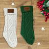 TEEAMORE Personalized Family Christmas Stockings Laser Engraved Leather Patch Xmas Stocking Hanging Knitted Christmas Stockings Set of 3 view 4