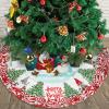 Winter Santa Claus Snowman Christmas Snowflake Christmas Tree Christmas Tree Skirt 36" Winter Holiday Tree Mat Decoration view 3
