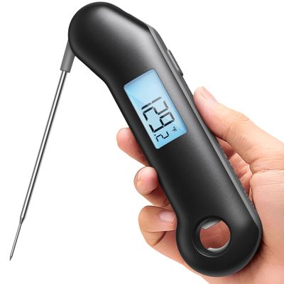 ProfessionaI Meat Thermometer Digital, 3X Faster 0.5 Sec Instant Read, NIST Certified Accuracy 0.5F, 100% Waterproof, Auto-Rotating Bright Display, for Candy/Grill/BBQ, Black & Gray