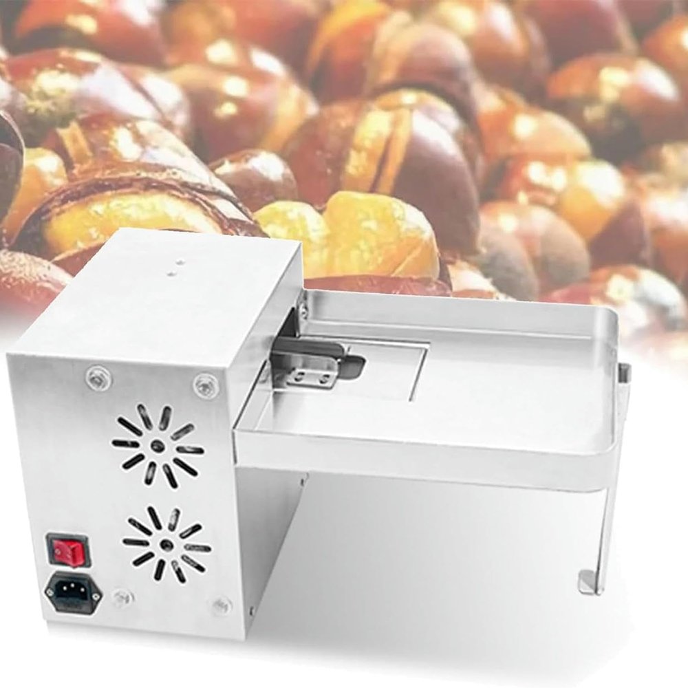 WZUOPG Electric Chestnut Peanut Machine, Automatic Machine to Peel and Open Chestnuts with Adjustable Speed, 120W Chestnut Spoil for Deep Processing Equipment, Doublechain