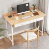 YQLDMEU Computer Desk Modern Desktop PC Desk Laptop Desk with Dual Storage Drawers Home Office Writing Station with X-Shaped Stable Support, 2 Colors Home Office Desk view 4