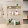 3-Tier Corner Bathroom Counter Organizer, Bathroom Vanity Counter Box with Storage Basket, Makeup Cosmetic Storage, for Bathroom, Dresser, Kitchen (Black Gold) view 2