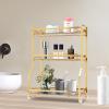 3-Tier Corner Bathroom Counter Organizer, Bathroom Vanity Counter Box with Storage Basket, Makeup Cosmetic Storage, for Bathroom, Dresser, Kitchen (Black Gold) view 3