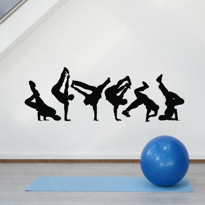 HONOKBNM Dance Studio Vinyl Wall Sticker Break Dance Silhouette Street Dancer Teen Room Sticker Dance Studio Window Sticker Removable decal-120x42cm
