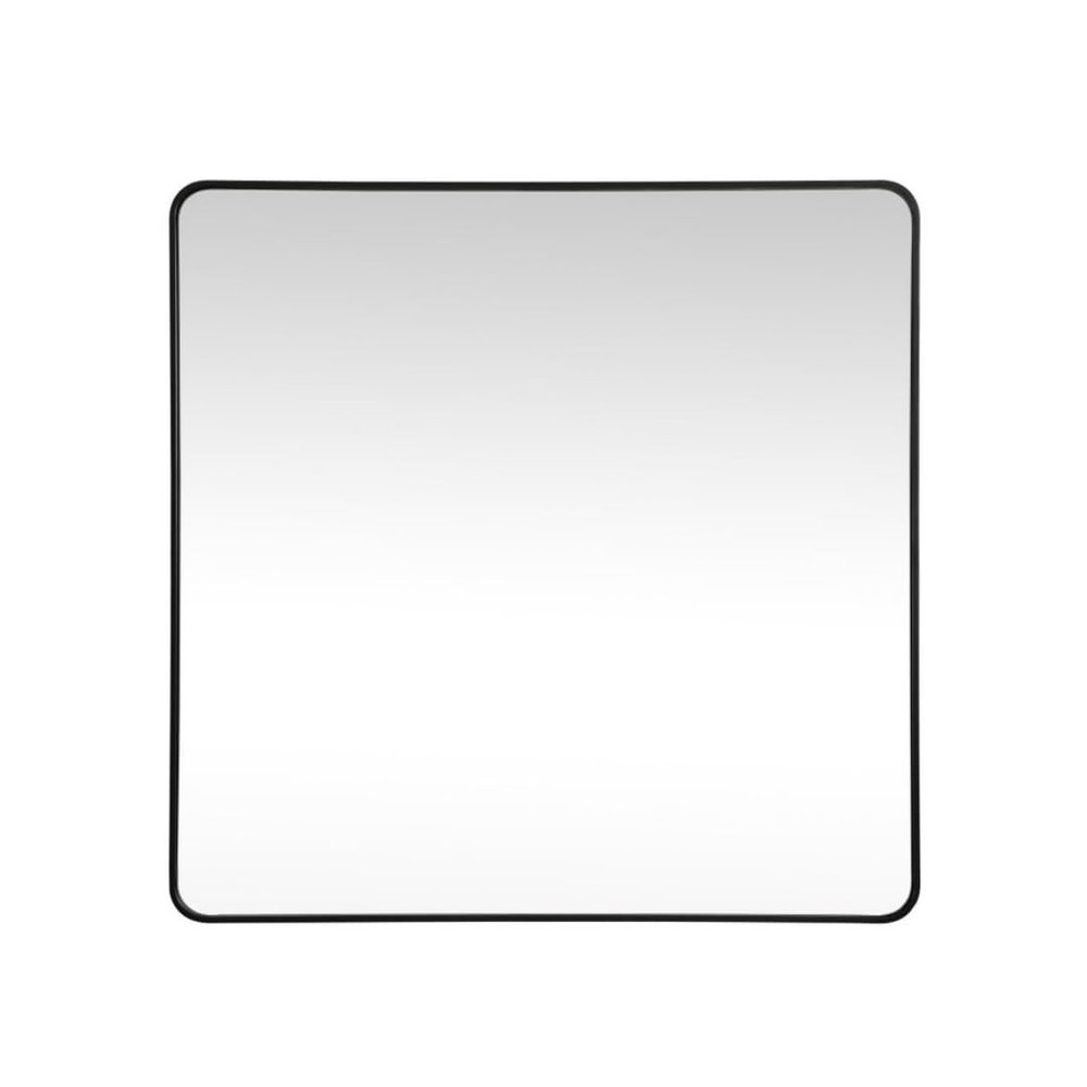 ARS Concepts Aura, Soft Corner Metal Square Mirror 48X48 Inch in, Modern, Black