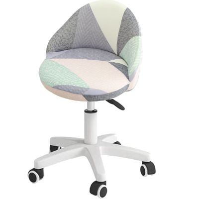 Rolling Stools Cover, Short Back Chair Cover, Printed Swivel Chair Slipcovers with Back, Stretch Bar Stool Slipcovers with Round Backs Arms Curved Accent,Drafting Chair Cover for Esthetician Seat(Gra