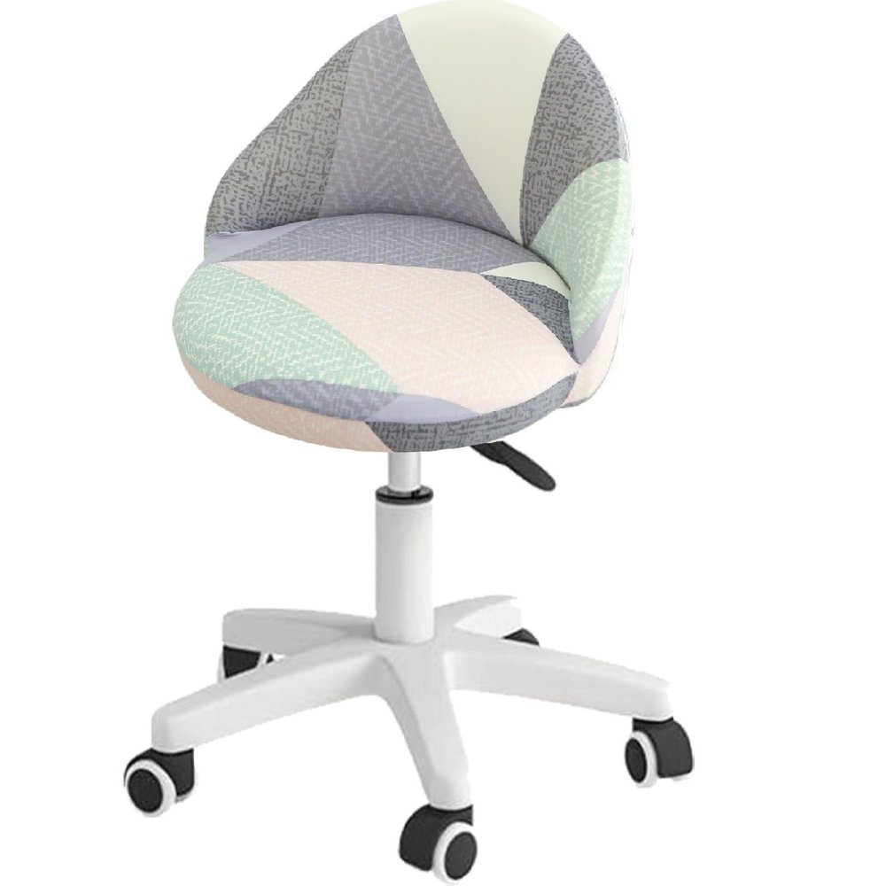 Rolling Stools Cover, Short Back Chair Cover, Printed Swivel Chair Slipcovers with Back, Stretch Bar Stool Slipcovers with Round Backs Arms Curved Accent,Drafting Chair Cover for Esthetician Seat(Gra