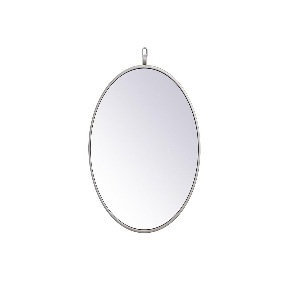 ARS Concepts Brilliance, Metal Frame Round Mirror with Decorative Hook 18 Inch in Silver, Midcentury Modern, Silver