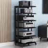 6-Tier AV Media Stand Movable Audio Rack Wooden Storage Cabinet Entertainment Center Shelves Component Stereo Shelf Systems Tower Player Stand Perfect for DVD Players TV Box Game Console(Black) view 1