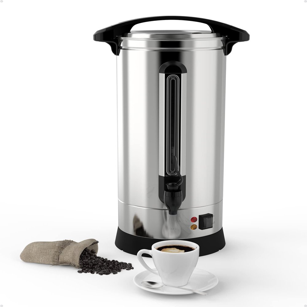 Coffee Urn 65 Cup, Dual Layers Stainless Steel Commercial Coffee Maker 10 L/2.6 gal Large Coffee Dispenser, Fast Brewing Electric Hot Water Dispenser With Keep-Warm Mode For Events Catering