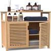 FoverOne Bamboo Bathroom Storage Cabinet with 2 Doors, Bathroom Floor Freestanding Cabinets Organizer for Living Room, Kitchen, Entryway view 1