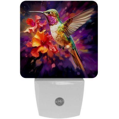 NEWzone Hummingbird Flowers Night Light for Kids 2 Pack, LED Plug into Wall Lights Dusk-to-Dawn Sensor, Nursery Nightlight for Kids Room, Bathroom, Bedroom Decor