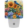 NEWzone Sunflowers Bird Butterfly Night Light Plug into Wall for Girls Boys Room, Decorative Nightlights Auto Sensor Led Lights Wall Decor Gifts for Women Nightlight, 2 Pack view 1