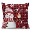 Aiesther Christmas Throw Pillow Covers Snowman Snowflake Branch Bird Red Black Buffalo Plaid Pillowcase Home Decor Cushion Case for Couch Sofa Bed 16" x 16", Super Soft & Comfortable view 1