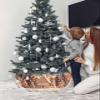 Christmas Tree Collar Christmas Winter Gingerbread House Candy Snow Scene Holiday Tree Skirt Decoration Xmas Tree Ring Stand Base Cover 14.5x10 in 6 PCS view 3