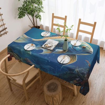 HJBNW Tablecloth Ocean Fish Rectangle Table Cloth Waterproof Wrinkle Free Tablecloths Washable Dining Table Cloths 54 x 72 Inch Decorative Table Cover for Banquets Party Wedding