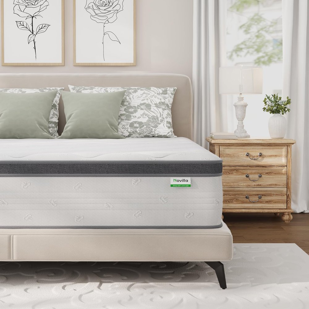 Novilla King Mattress 14 Inch, King Size Hybrid Mattress in a Box,Foam Pillowtop Mattresses for Body Supportive & Pressure Relief, Soft Feel but Supportive
