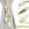 Curtain Holdbacks Boho Tiebacks for Drapes, Farmhouse Cotton Rope Adjustable Tie Backs with Rustic Cute Wood Acorn, Curtain Accessories Holders for Indoor Outdoor Use, Set of 4 view 3