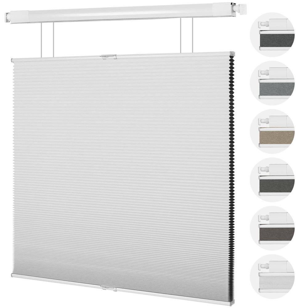 Sulugood No Drill No Tools Blinds, Top Down Bottom Up Blackout Cellular Shades Cordless, Jacquard Fabric Honeycomb Blinds for Indoor Windows,Easy to Install,White,78" W x 48" H