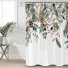 Christmas Bathroom Shower Curtains with 12 Hooks Polyester Waterproof Shower Curtain for Stalls and Bathtubs Winter Eucalyptus Leaves Snow Berry White Decorative Bathroom Privacy Curtain 72x84 Inches view 1