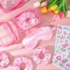 YLOLUL 32 Pcs Spa Sleepover Party Supplies for Girls Makeup Party Favor with Hair Scrunchies Clear Cosmetic Bags Eye Masks Sleepover Temporary Tattoos for Slumber Spa Essentials Favors Gift view 2