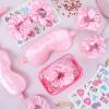 YLOLUL 32 Pcs Spa Sleepover Party Supplies for Girls Makeup Party Favor with Hair Scrunchies Clear Cosmetic Bags Eye Masks Sleepover Temporary Tattoos for Slumber Spa Essentials Favors Gift view 3