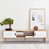 DEOPXF TV Bamboo TV Table with Sliding Door Modern Entertainment Center 140cm TV Stand Console Table for Living Room, Bedroom, Entryway, Office(White,Without Drawer) view 1