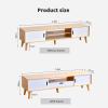 DEOPXF TV Bamboo TV Table with Sliding Door Modern Entertainment Center 140cm TV Stand Console Table for Living Room, Bedroom, Entryway, Office(White,Without Drawer) view 2