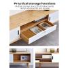 DEOPXF TV Bamboo TV Table with Sliding Door Modern Entertainment Center 140cm TV Stand Console Table for Living Room, Bedroom, Entryway, Office(White,Without Drawer) view 3