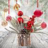 Small Christmas Tree, Mini Tabletop Christmas Tree with Christmas Ball Ornaments Red Berry Pine Cone Greenery, Artificial Small Xmas Tree for Christmas Decorations Home Room view 4