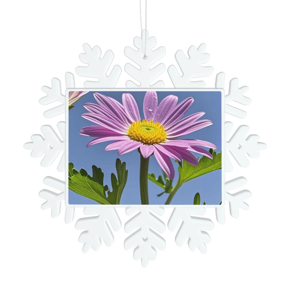 Christmas Ornaments Purple Daisy Snowflake Ornaments Christmas Hanging Plastic Glitter Snowflake Ornaments Christmas Tree Decorations for Winter Wonderland Party