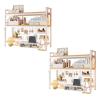 1/2PCS Metal Desktop Bookcase For Computer Desk - 2-Tiers Desktop Bookshelf, Adjustable Wood Display Rack Organizer, Desktop Bookshelf Organization Rack, For Dorm Office Decor(White,2PCS-115x20x98cm) view 1