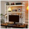 1/2PCS Metal Desktop Bookcase For Computer Desk - 2-Tiers Desktop Bookshelf, Adjustable Wood Display Rack Organizer, Desktop Bookshelf Organization Rack, For Dorm Office Decor(White,2PCS-115x20x98cm) view 2