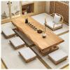 KSYGINXD Minimalist Japanese Low Coffee Table for Floor, Tatami Meditation Altar Table, Large Wooden Dining Table for Living Room & Dining Room(Brown-B,140x60x35cm) view 1