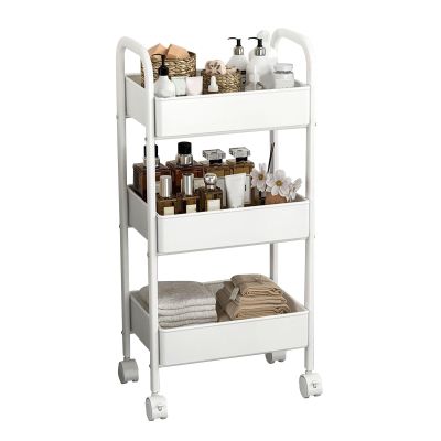 Rolling Utility Cart 3 Tiers Multifunctional Storage Rack with Wheels for Bedroom Kitchen Office Dormitory