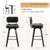 Bekrvio Swivel Bar Height Stools Set of 3, Upholstered Faux Leather Barstools with Back, 29" Seat Height Tall Bar Stools for Kitchen Counter, Black Wood Frame, Black view 2